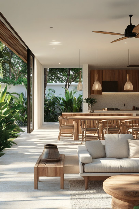 Indoor outdoor tropical living space