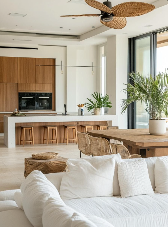 Open kitchen and dining room